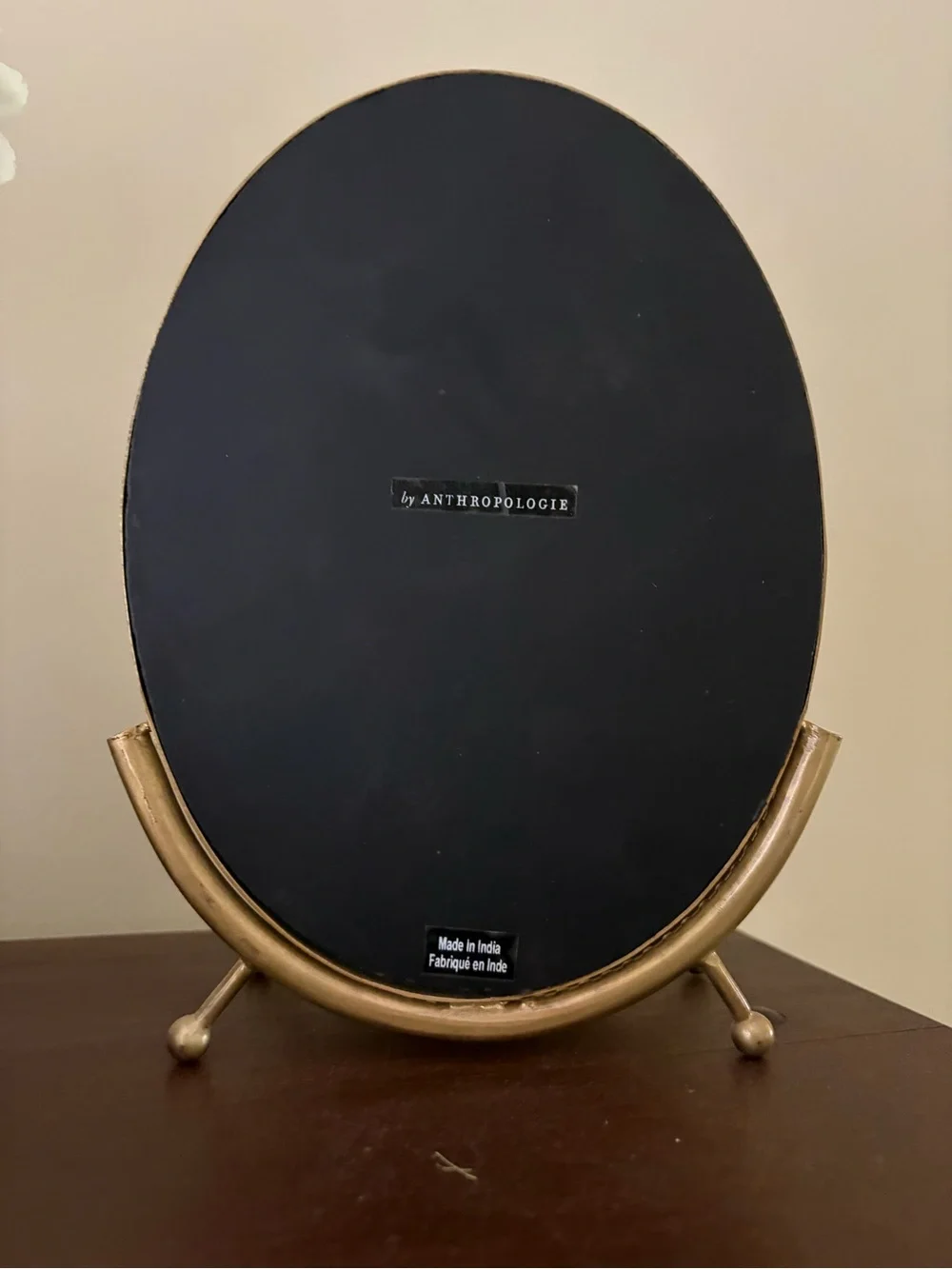 Anthropologie Brass-Tone Oval Vanity Mirror with Perforated Shelf